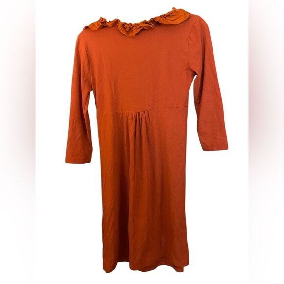 J.Crew Women's Rust Color Ruffle Color Pullover3/4 Sleeve  Dress XS - Picture 4 of 5
